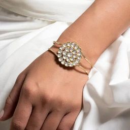 Teejh Gold-Plated Niruja Pearl & Polki Bracelet for Women-16