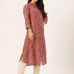 Amukti Rust Rayon Printed Kurti image 4