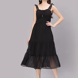 BAESD Women Georgette Fit & Flare Tiered Midi Dress-image-73