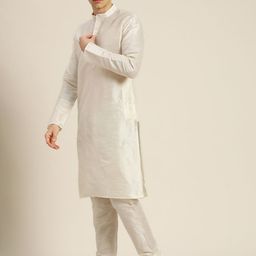 SOJANYA Mandarin Collar Regular Kurta With Churidar & With Nehru Jacket image 5