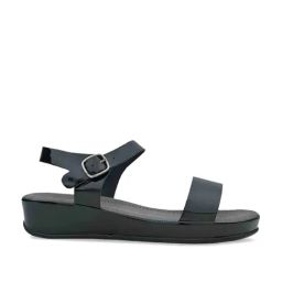 Rocia by Regal Women's Black Ankle Strap Wedges-image-98