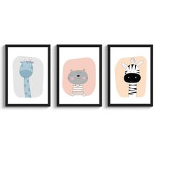 TAGVE Set of 3 Baby Animal Cartoon Sketch Framed Wall Art-image-25