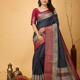 Mitera Ethnic Motifs Zari Art Silk Banarasi Saree-picture-58