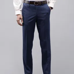 Van Heusen Men Self Design Textured Slim Fit Formal Trousers-image-10