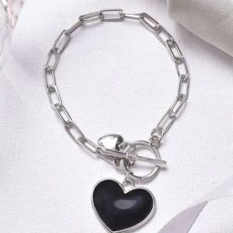 Joker & Witch All Black Rae Heart Silver Bracelet-image-70