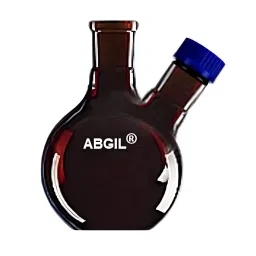 ABGIL 20 L Boiling Flask Flat Bottom Amber with Screw Cap for Angled Side Neck and B55 Center Joint, FB-299-14 image 1