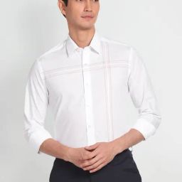 Arrow White Cotton Slim Fit Checks Shirt-picture-5