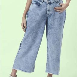 People by Pantaloons Blue Cotton Mid Rise Flared Jeans-picture-49