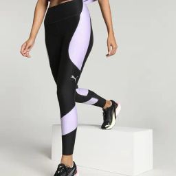 Puma Black & Lilac Color-Block Tights-image-82