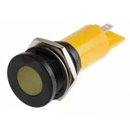 RS PRO Yellow Panel Mount Indicator 230V AC, Mounting Hole Size 16 mm, Termination Type Solder Tab, IP Rating IP67, Model No 206283-24