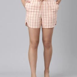 Enamor Soft Pink Cotton Printed Shorts-image-5