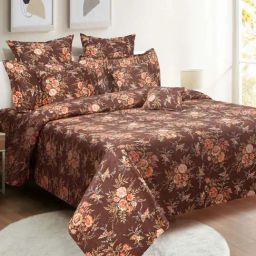 Swayam Brown Cotton 144 TC Double Size Bedsheet With Pillow Covers-image-36