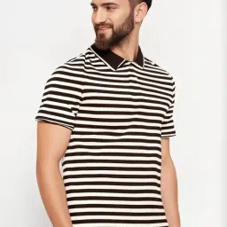 Vimal Jonney Black Cotton Regular Fit Striped Polo T-Shirt-picture-24