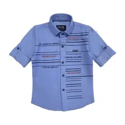 Cavio Kids Sky Blue Printed Full Sleeves Shirt-image-25