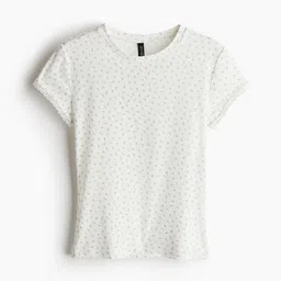 H&M Lace-Trimmed Ribbed T-Shirt-image-88
