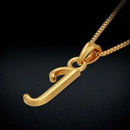Gold Alphabet "J" Pendant-image-25