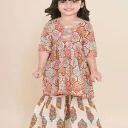 AJ Dezines Kids Multicolor Cotton Printed Kurta Set-image-67