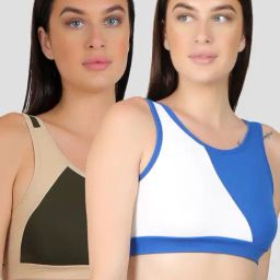 N-Gal Green & White Sports Bra - Pack of 2-image-85