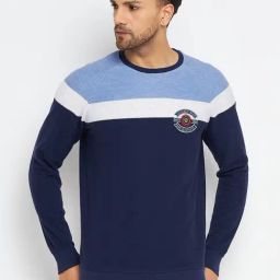Duke Blue Regular Fit Color Block Sweatshirt-image-100