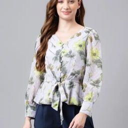 Latin Quarters Grey Floral Peplum Top-picture-16