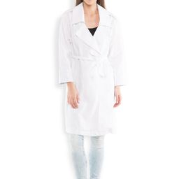 Tokyo Talkies White Double-Breasted Trench Coat-image-76