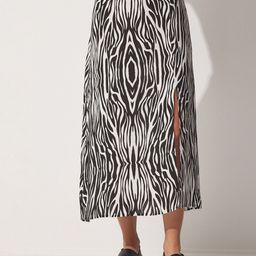 Happiness istanbul Abstract Printed A-Line Midi Skirt-3