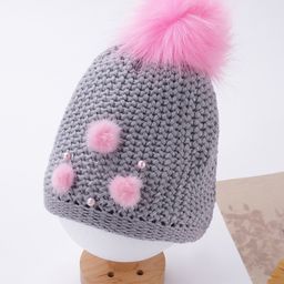 Babyhug Woolen Cap Pom-Pom Applique Grey - Diameter 10 cm-image-51