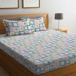 Arrabi Multi Geometric TC Cotton Blend Super King Size Bedsheet with 2 Pillow Covers ARBS 1755- Multicolour-image-72