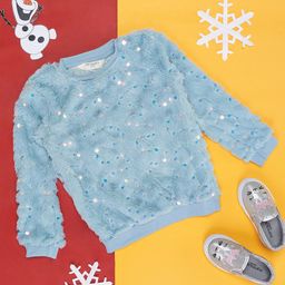 Pantaloons Junior Full Sleeves Sequin Embellished Fur  Sweatshirt - Blue-image-17