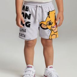 Babyhug Disney Cotton Terry Knit Shorts Lion King Print - Grey-image-79