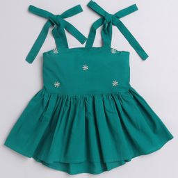 Aww Hunnie 100% Cotton Sleeveless Floral Embroidered Peplum Top - Green-picture-33