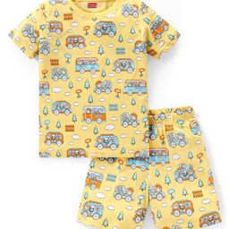 Babyhug Cotton Knit Half Sleeves Night Suit  With Animal Print - Multicolor-image-58