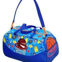 Ji and Ja Duffle Bag for Boys|Girls Kids Gym Bag Sports Travel Bag Weekender Overnight Bag Big Size for Kids/Teenagers Duffle Bag (Basketball Blue)-89