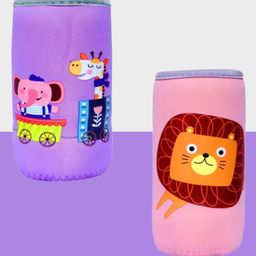The Cheeky Kidzz Soft Reusable Baby Feeding Bottle Cover Sleeve for 120ml To 240ml Feeding Slim Neck Milk/Water Bottles(PINK-PURPLE)-26