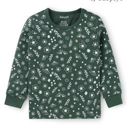 Babyoye Cotton Modal Blend Knit Full Sleeves Floral Printed Thermal Vest - Dark Green-image-67
