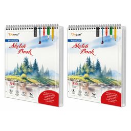 A4 Premium Sketch Book : Set of 2 Top Spiral-Bound Art Notebooks, 36 sheets book, 140 GSM Paper For Drawing, Painting And Sketching-61