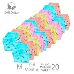 Chirsh New Born Baby Classic Cloth Nappies With String Cloth Diapers/Nappies Organic Cotton Cloth Nappy (0-6 Months, Pack Of 20) Medium- Multi Color-28