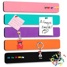 SYGA 5 Pack Felt Bulletin Board, Felt Message Board with 35pcs Drawing Pins, Self-Adhesive Lightweight Bulletin Board Strips for Paste Notes, Photos, Schedules (MultiColor)-27