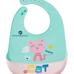 StarAndDaisy Reusable Silicone Baby Bib with Adjustable Buttons for Mess-Free Feeding, Weaning, and Easy Cleaning and Waterproof. (PACK OF 2-PRINTED GREEN)-17