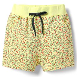 Evimo Single Jersey Knit Knee Length Shorts With Floral Print - Yellow-image-10
