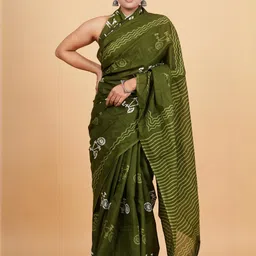 Lovwear Green Pure Cotton Sarees-picture-47