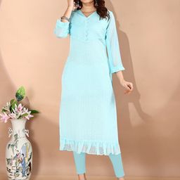 KAYRAAH Embroidered V-Neck Kurtas-image-57