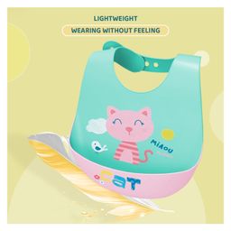 StarAndDaisy Reusable Silicone Baby Bib with Adjustable Buttons for Mess-Free Feeding, Weaning, and Easy Cleaning and Waterproof. (PACK OF 2-PRINTED GREEN) image 5