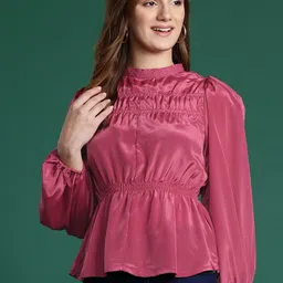 DressBerry Puff Sleeves A-Line Top With Lace Insert Detailing-image-39