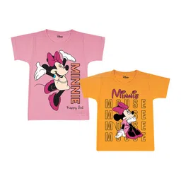 Disney By Miss and Chief Girls 2 Minnie Mouse Printed Extended Sleeves Bio Finish Applique T-shirt-image-60