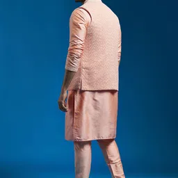 VASTRAMAY Men Ethnic Motifs Yoke Design Regular Sequinned Kurta with Pyjamas image 4