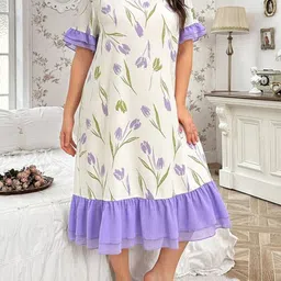 DressBerry Curve Women Floral Printed Midi Nightdress-picture-29