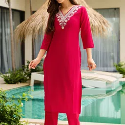 URMIR FASHION Women Floral Embroidered Regular Thread Work Kurta with Trousers & With Dupatta-picture-30