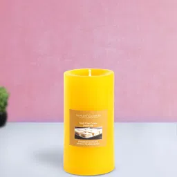 HOSLEY Yellow Set of 2 Lemon Bar Aromatic Pillar Candles-5