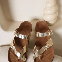 MOZAFIA Women One Toe Flats with Buckles-picture-48